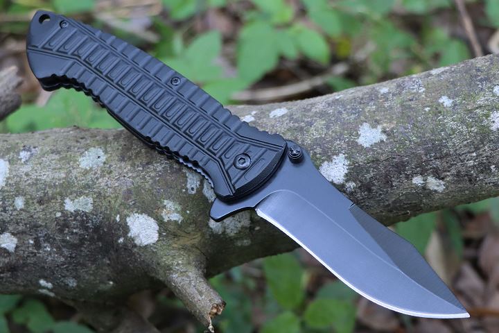 Black crocodile no logo blank blade Aluminum handle folding knife UD407683